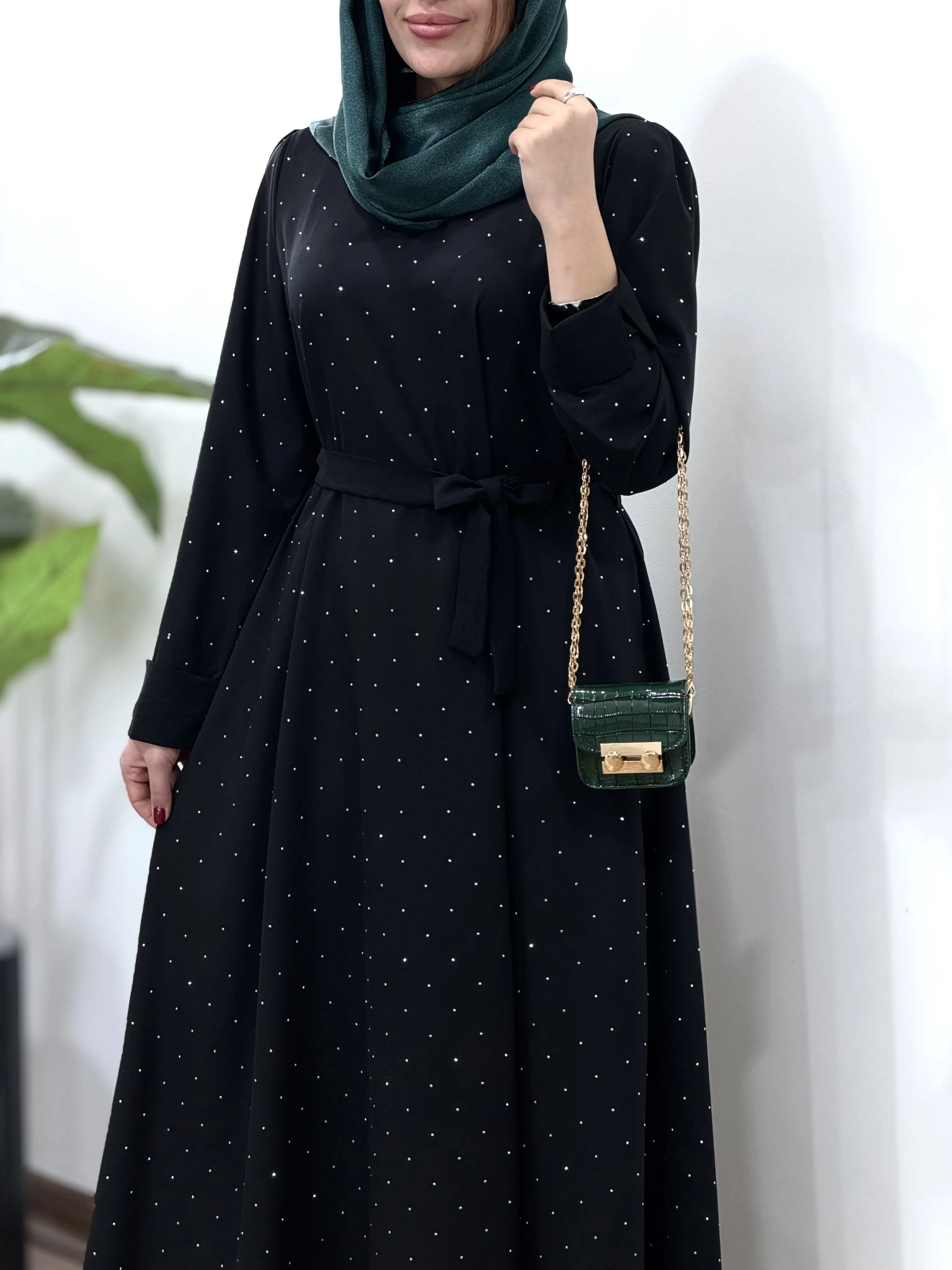 پیراهن مانتویی بلند نگین